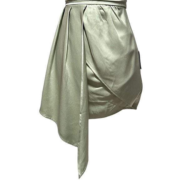 Lulus Always Celebrating Sage Asymmetrical Off Shoulder Mini Dress Small NWT - Picture 10 of 16